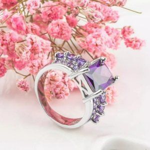 925 Sterling Silver Purple Amethyst Zircon